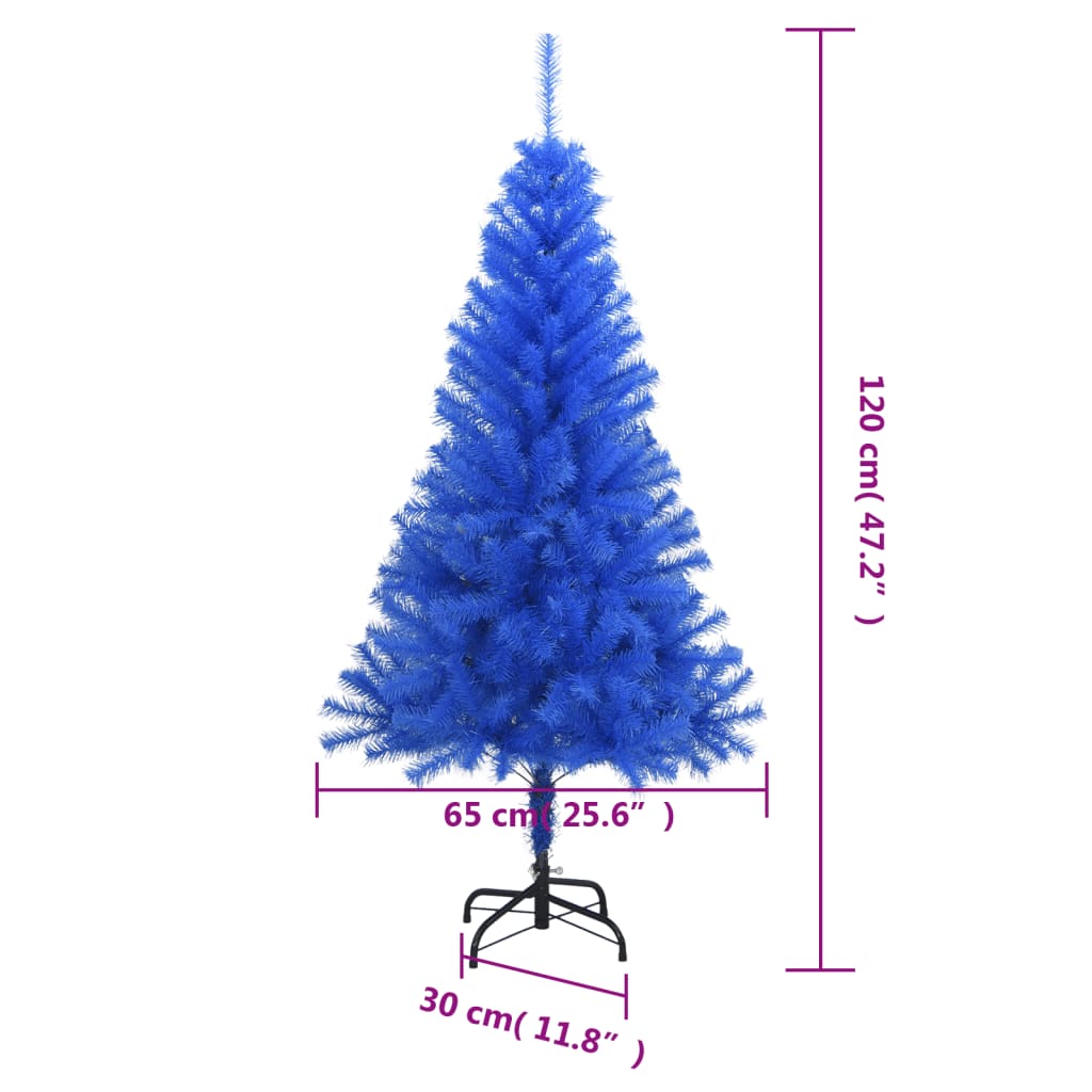 vidaXL Sapin de Noël artificiel avec support bleu 120 cm PVC