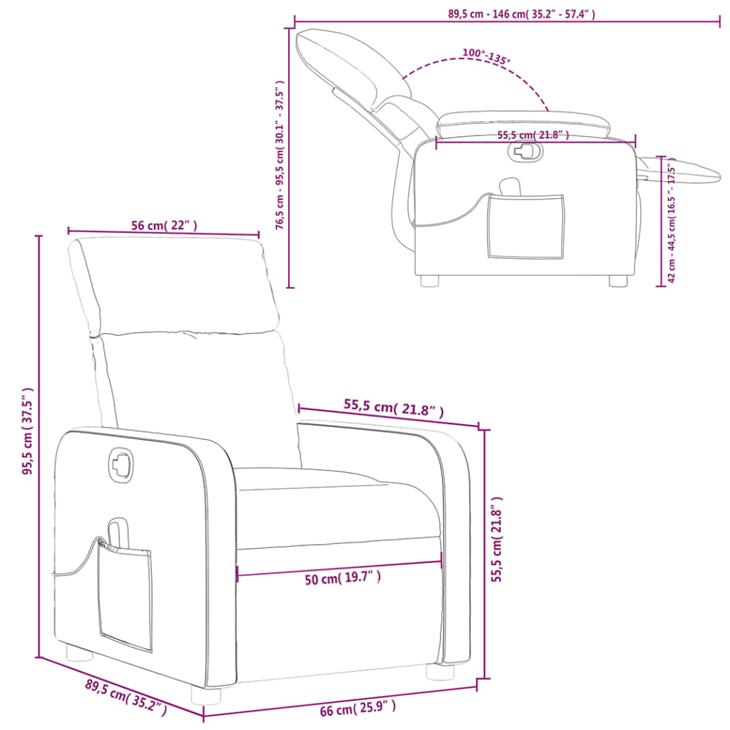 vidaXL Fauteuil de massage inclinable Vert foncé Tissu