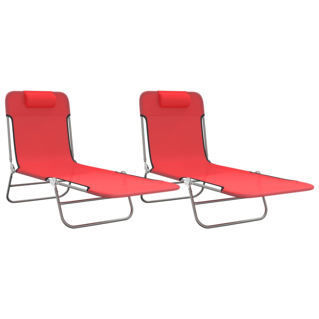 vidaXL Chaises longues pliables lot de 2 rouge textilène et acier