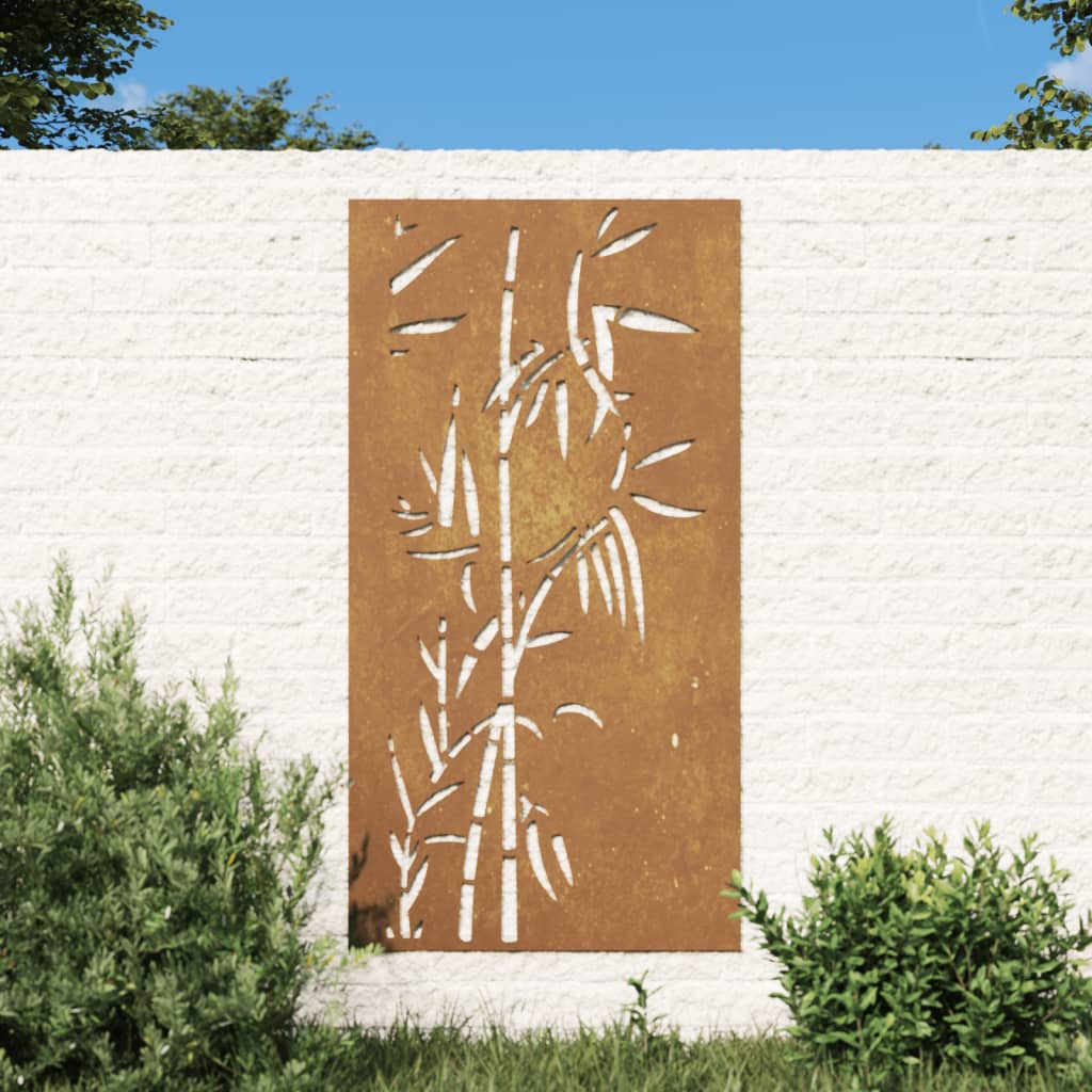 vidaXL Décoration murale jardin 105x55 cm acier corten design bambou
