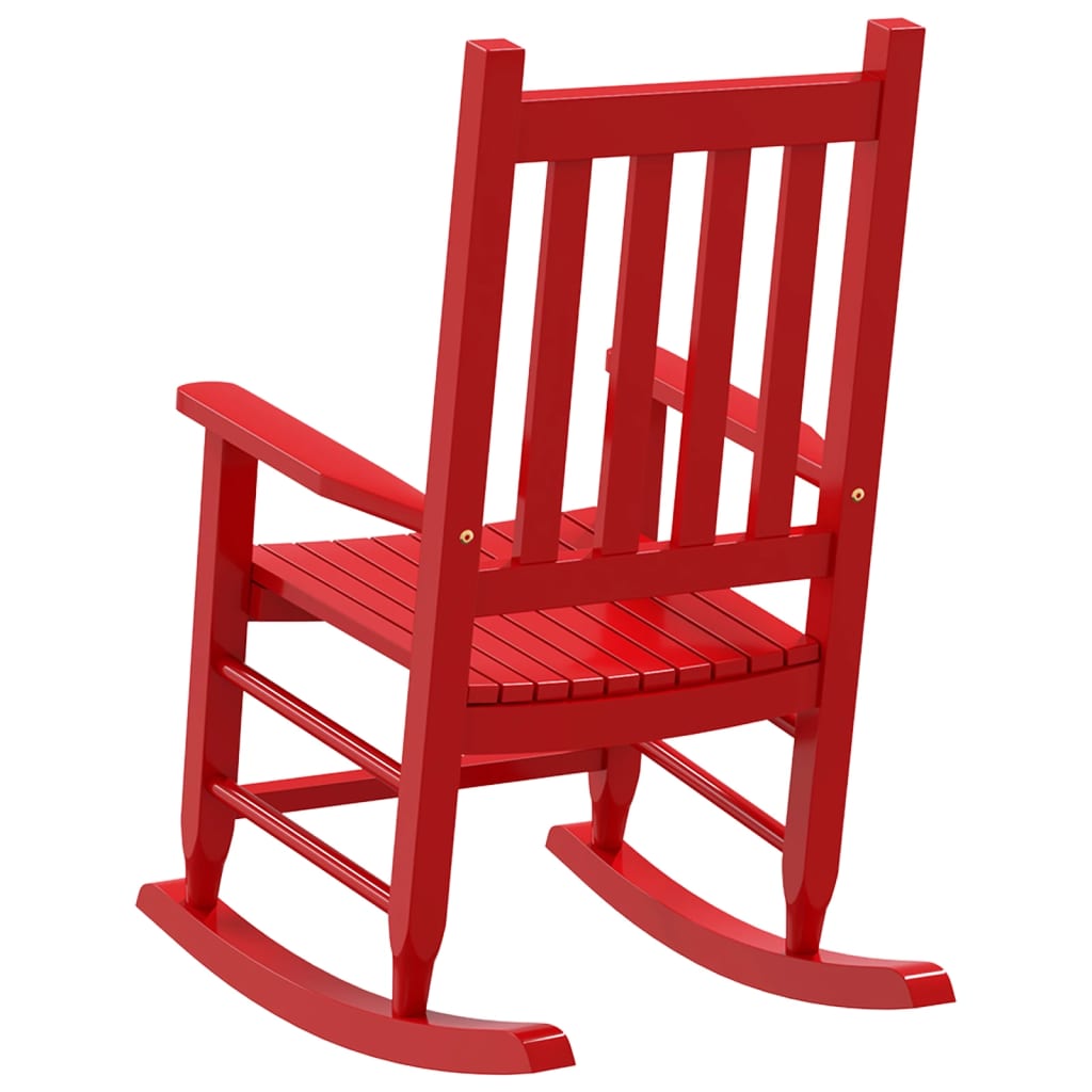 vidaXL Chaise à bascule enfants rouge bois de peuplier massif