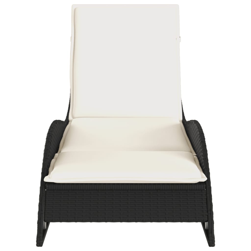 vidaXL Chaise longue avec coussin noir 60x205x73 cm résine tressée