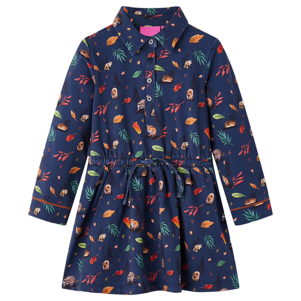 Robe pour enfants à manches longues bleu marine 128