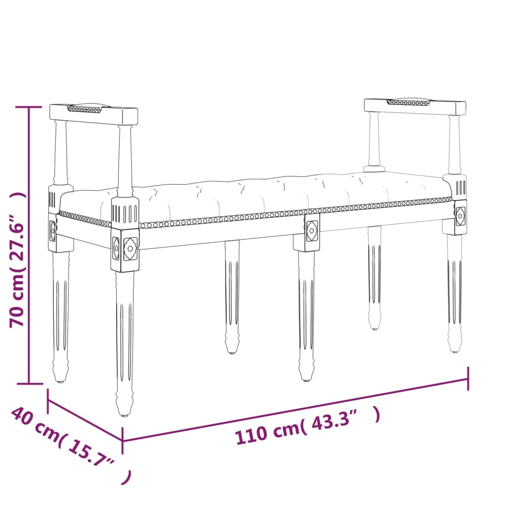 vidaXL Banc Gris clair 110x40x70 cm Velours