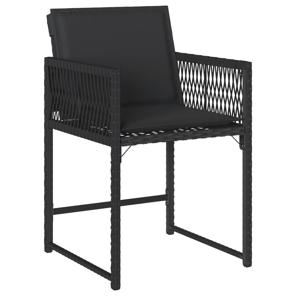 vidaXL Ensemble à manger de jardin coussins 5pcs Noir Résine tressée