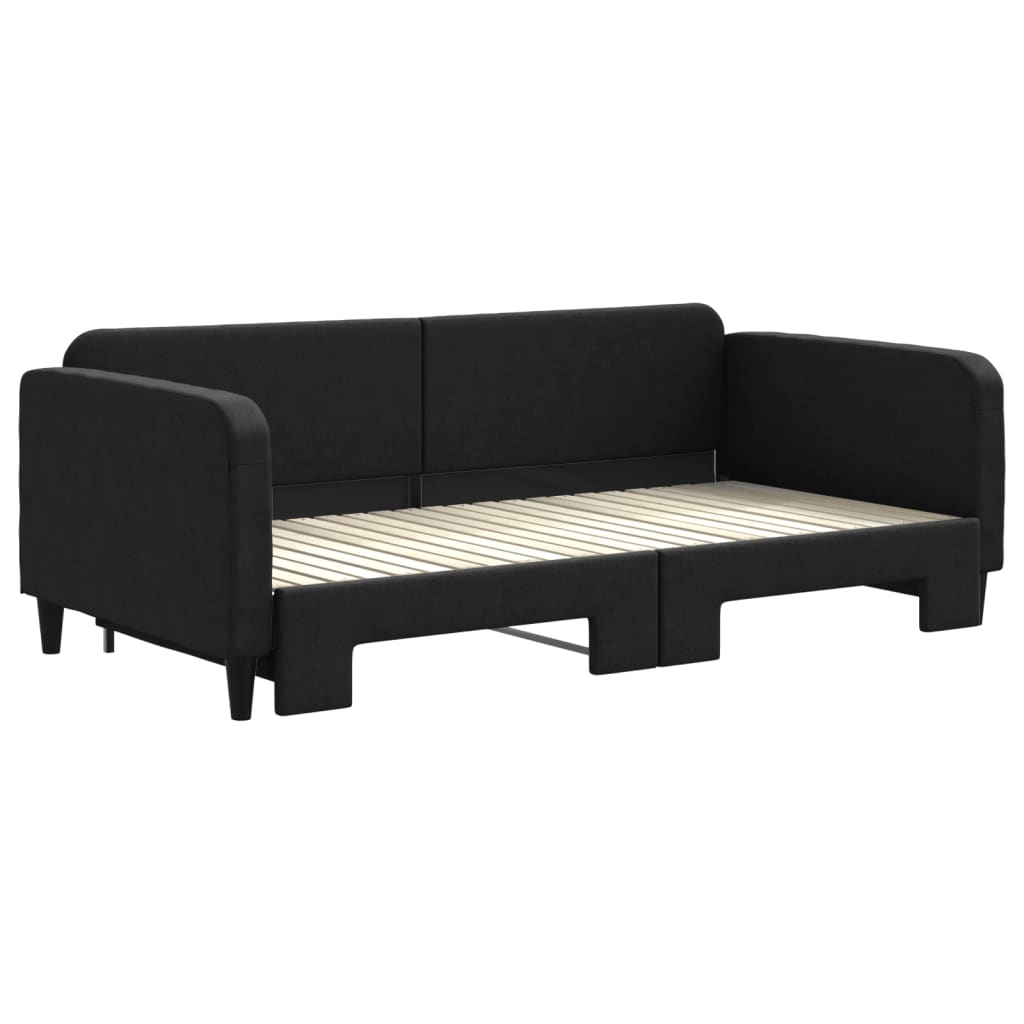 vidaXL Lit de jour avec gigogne sans matelas noir 100x200 cm