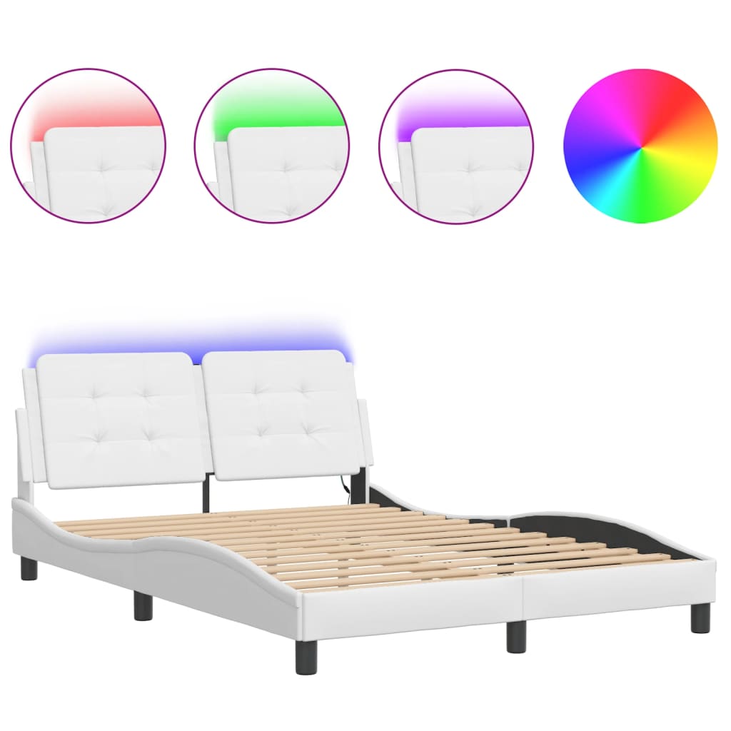 vidaXL Cadre de lit avec LED sans matelas blanc 120x200 cm