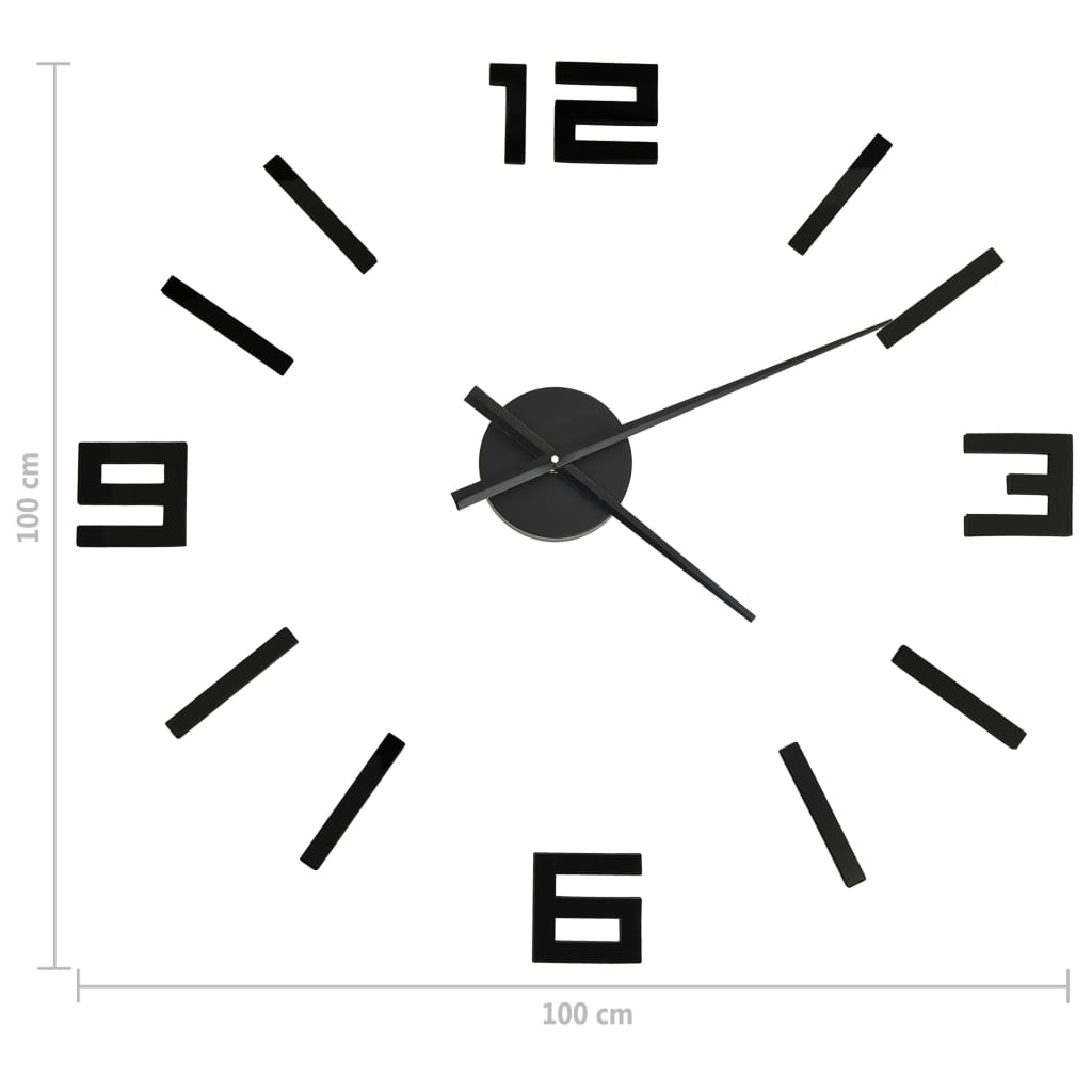 vidaXL Horloge murale 3D Design moderne Noir 100 cm XXL