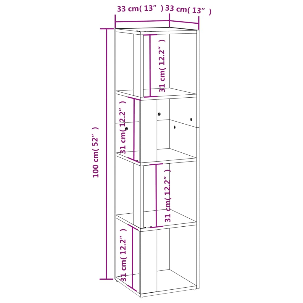 vidaXL Armoire d'angle Sonoma gris 33x33x132 cm Bois d'ingénierie