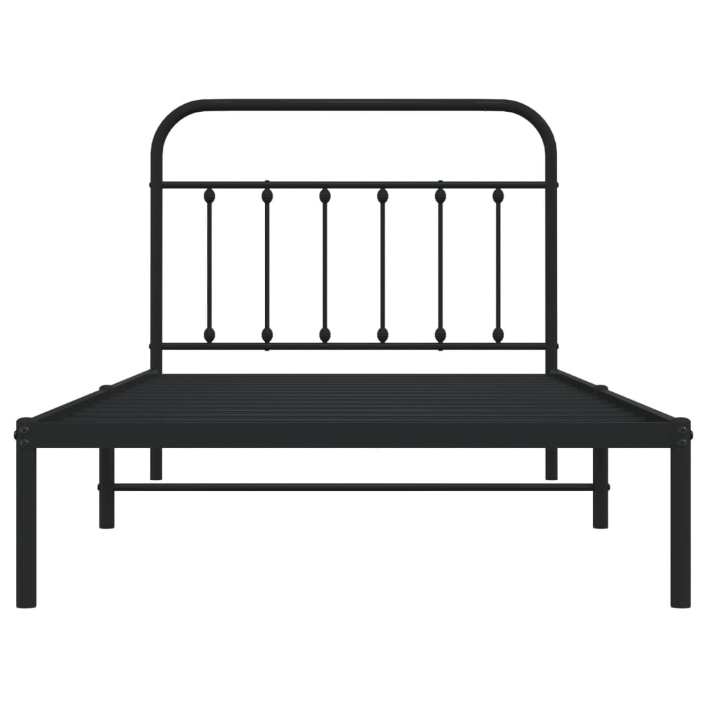 vidaXL Cadre de lit métal sans matelas avec tête de lit noir 100x200cm