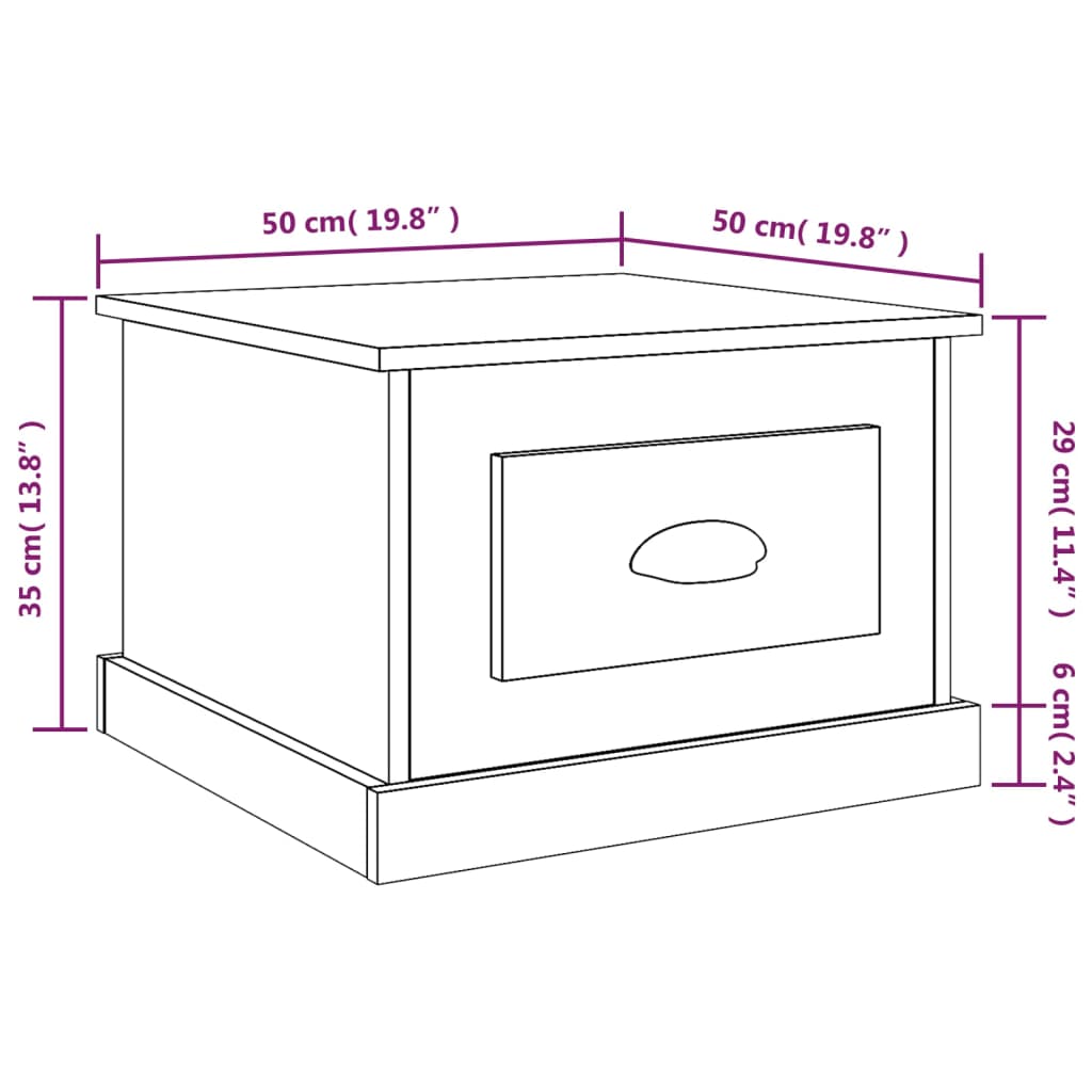 vidaXL Table basse blanc brillant 50x50x35 cm bois d'ingénierie