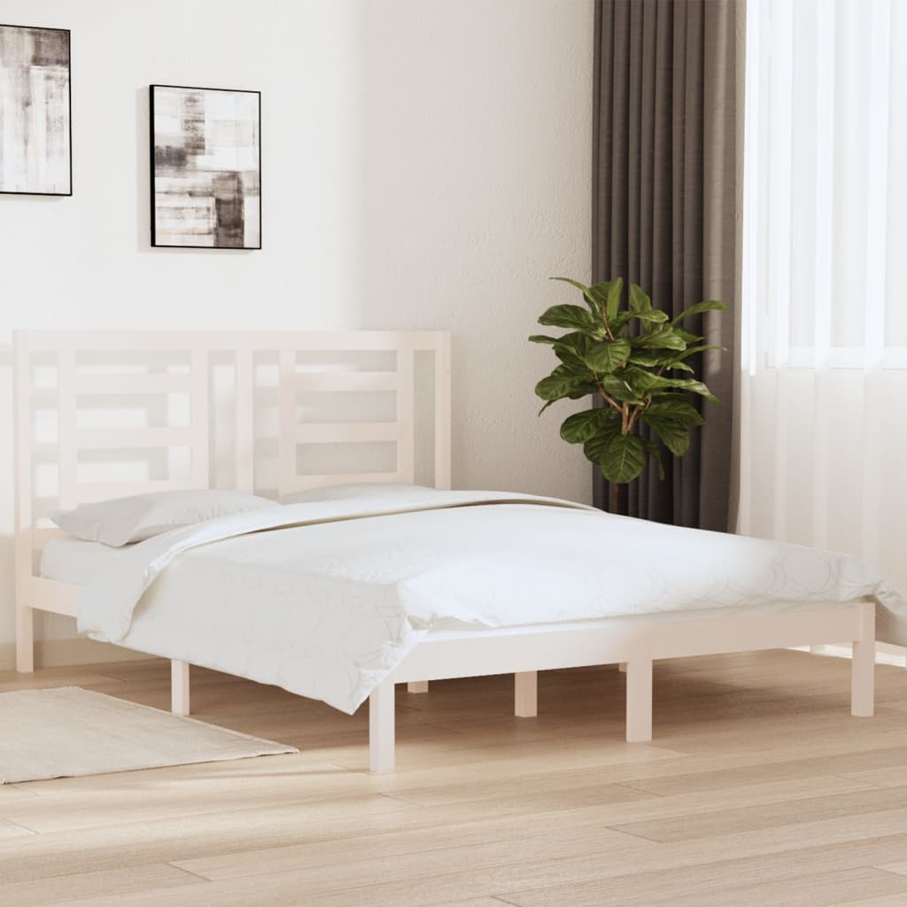 vidaXL Cadre de lit sans matelas blanc 160x200 cm bois de pin massif