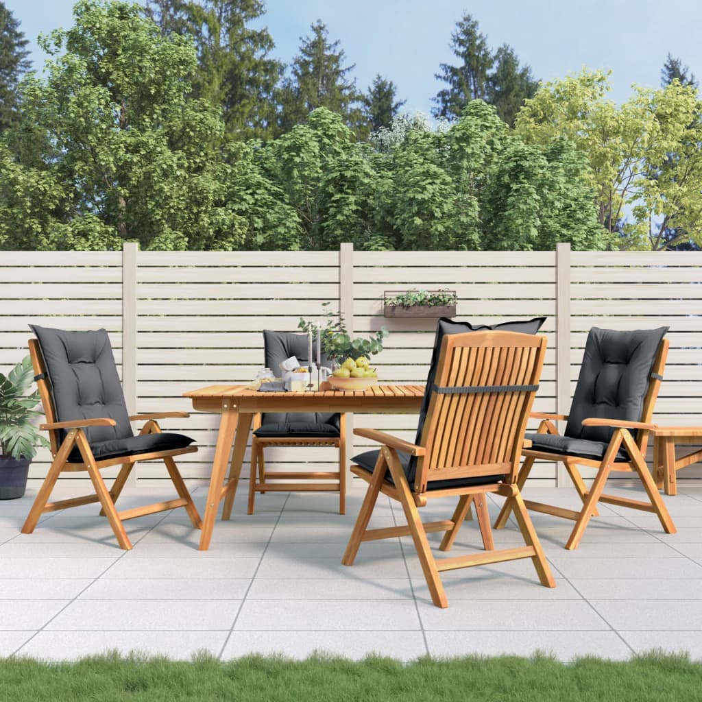 vidaXL Chaises de jardin inclinables lot de 4 et coussins bois teck