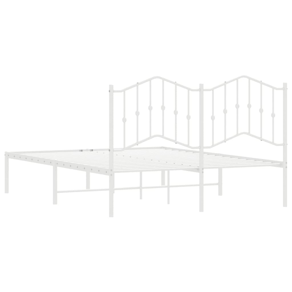 vidaXL Cadre de lit métal sans matelas et tête de lit blanc 135x190 cm