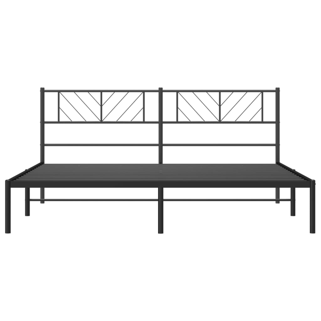 vidaXL Cadre de lit métal sans matelas avec tête de lit noir 200x200cm