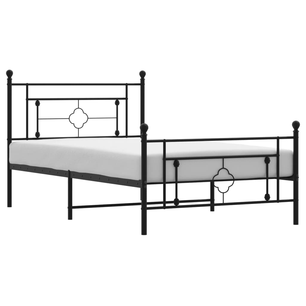 vidaXL Cadre de lit métal sans matelas avec pied de lit noir 107x203cm