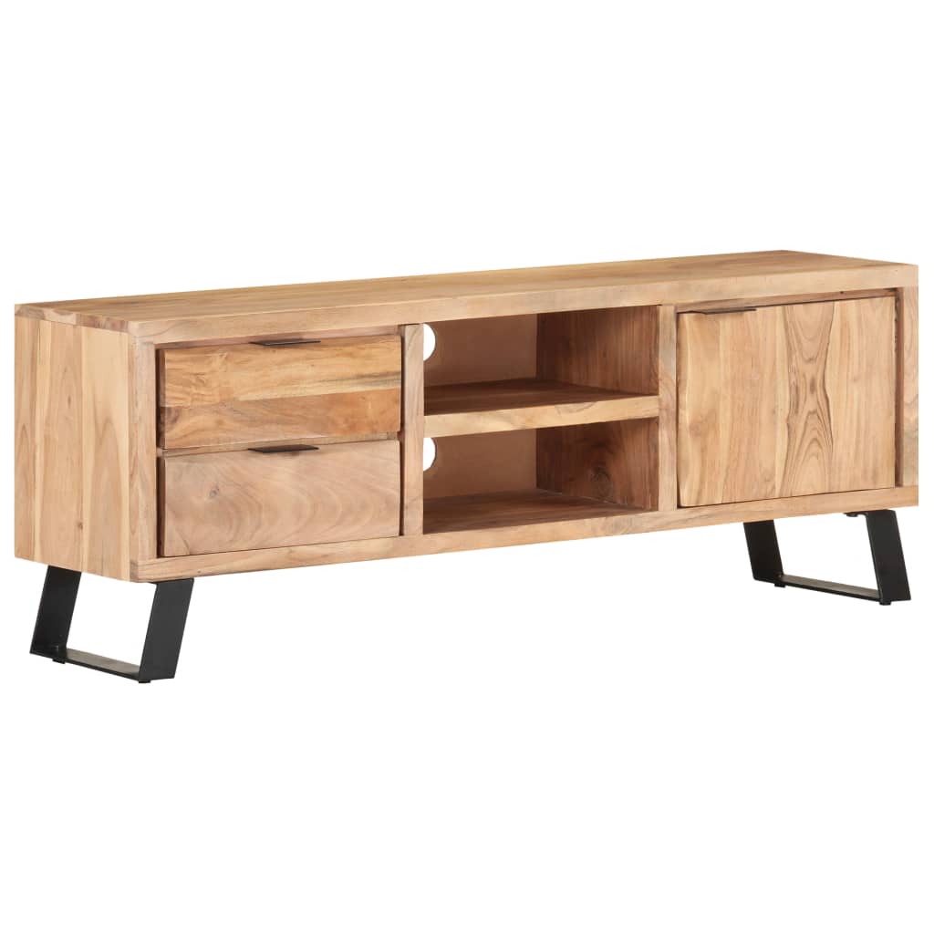 vidaXL Meuble TV 120x30x42 cm Bois massif d'acacia avec bord naturel