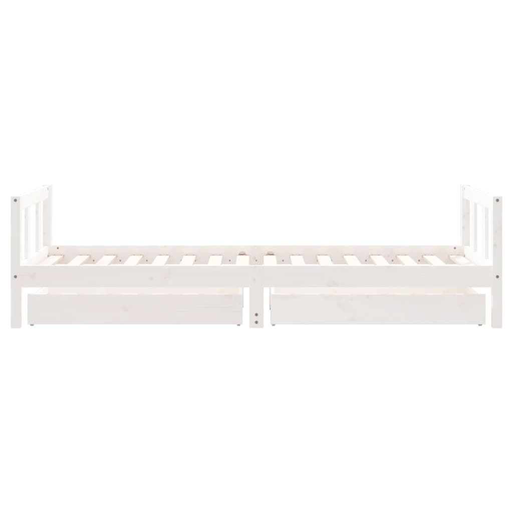 vidaXL Cadre de lit enfant tiroirs blanc 90x200 cm bois de pin massif