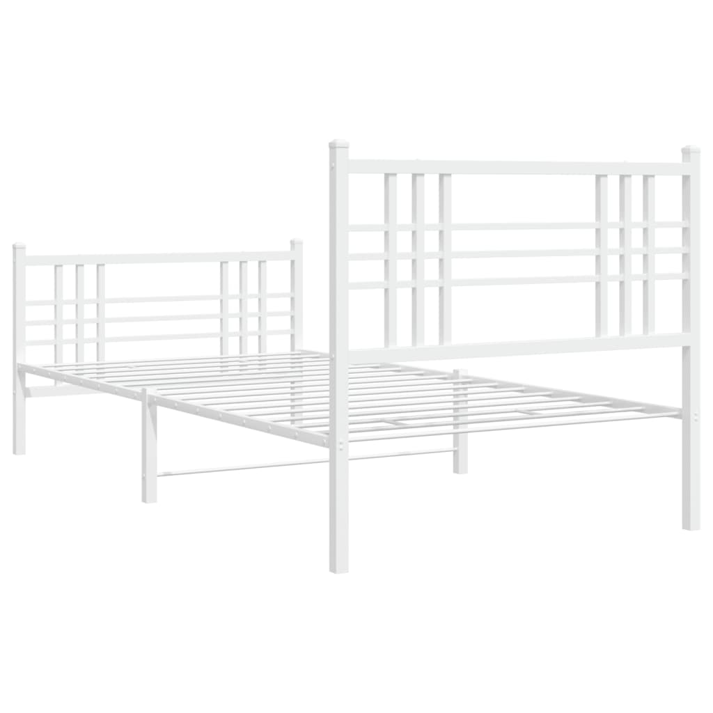 vidaXL Cadre de lit métal avec tête de lit/pied de lit blanc 90x200 cm