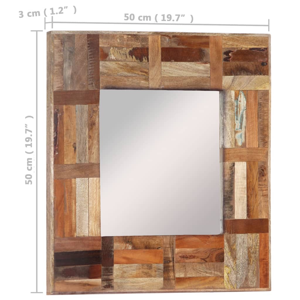 vidaXL Miroir mural Bois massif de récupération 50x50 cm