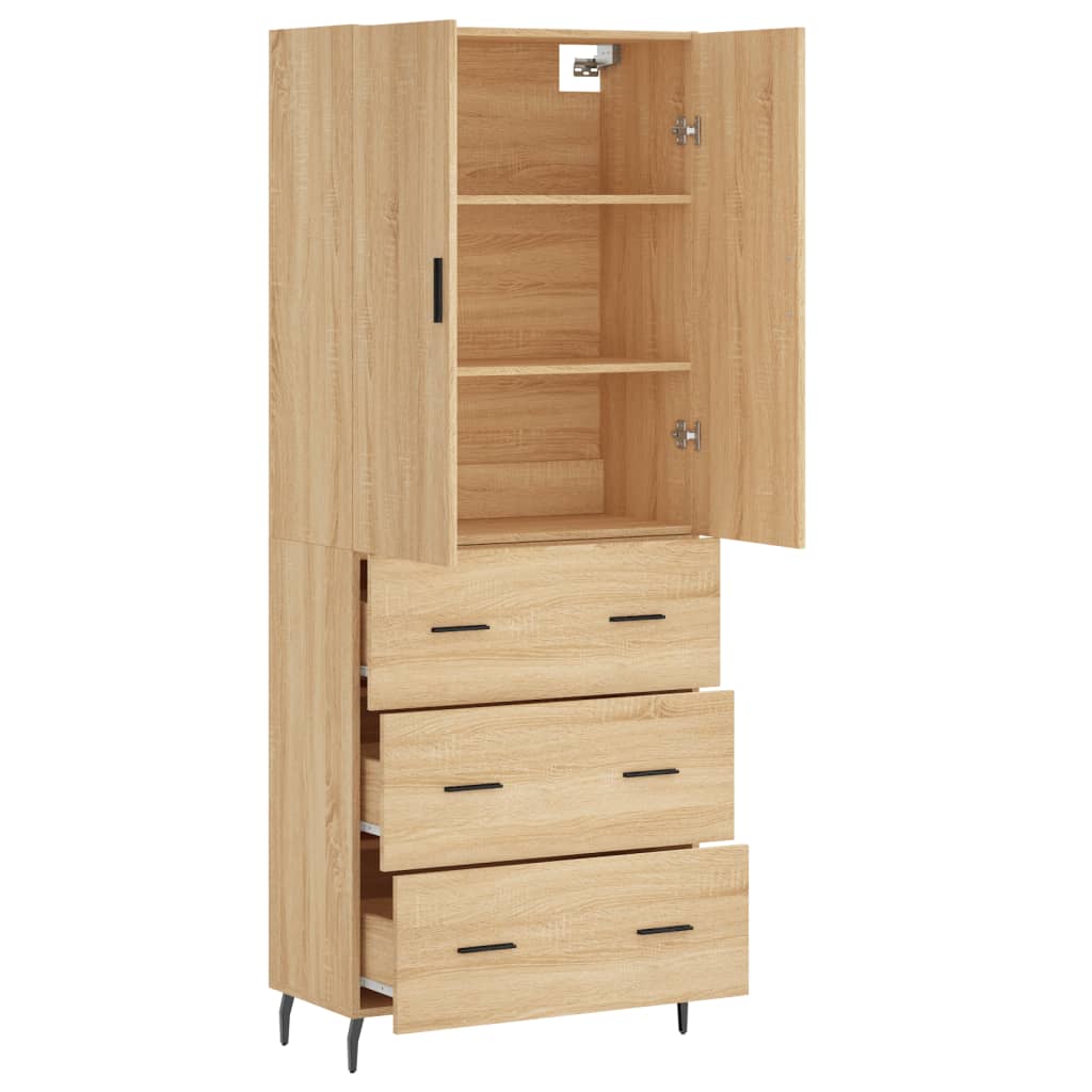 vidaXL Buffet haut Chêne sonoma 69,5x34x180 cm Bois d'ingénierie