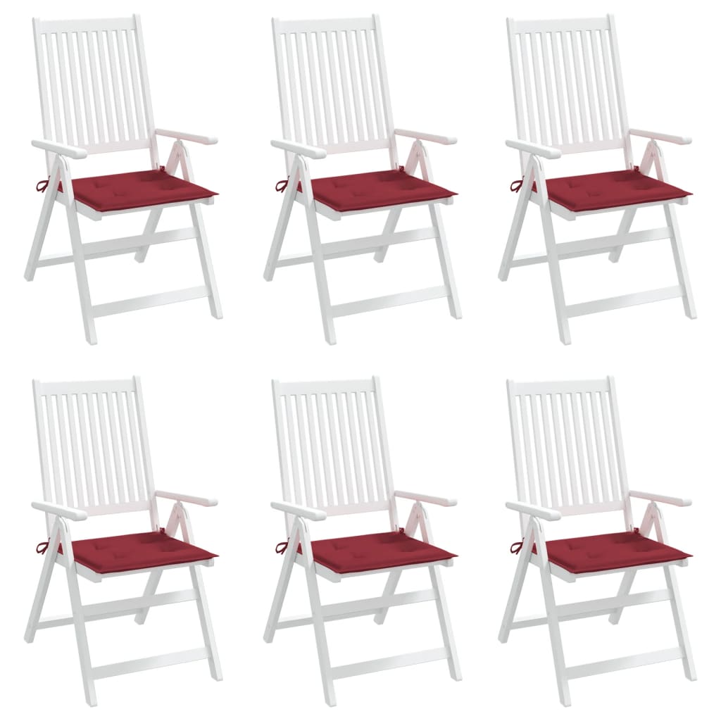 vidaXL Coussins de chaise de jardin 6 pcs rouge bordeaux 50x50x3 cm