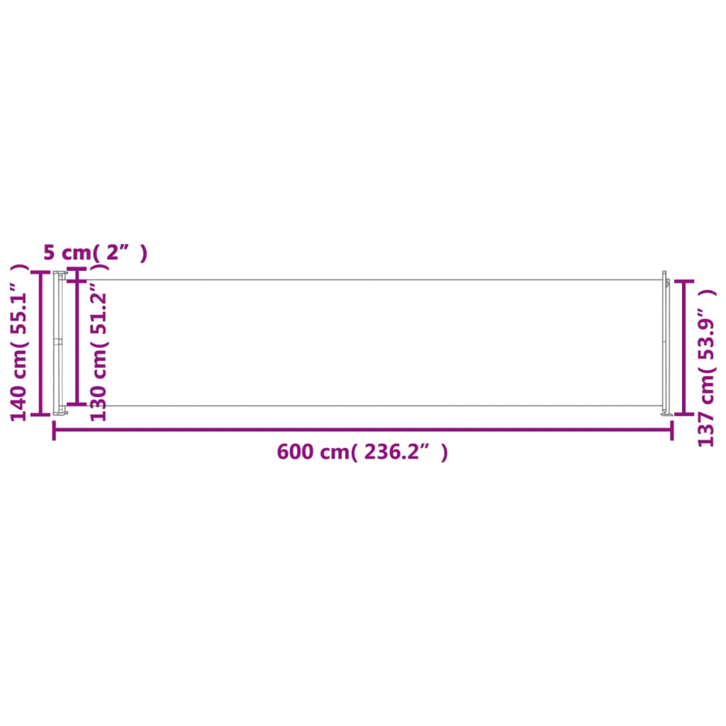 vidaXL Auvent latéral rétractable de patio 140x600 cm bleu