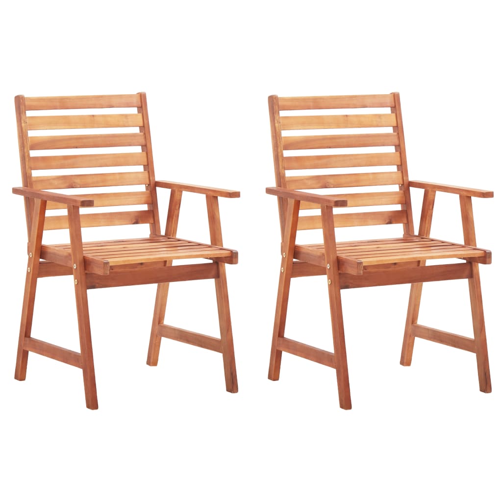 vidaXL Chaises à dîner d'extérieur 2 pcs avec coussins Acacia massif