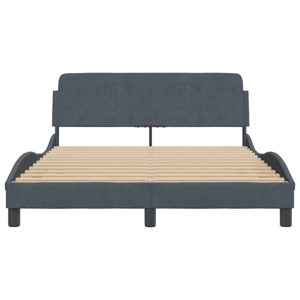 vidaXL Cadre de lit sans matelas gris foncé 140x190 cm velours