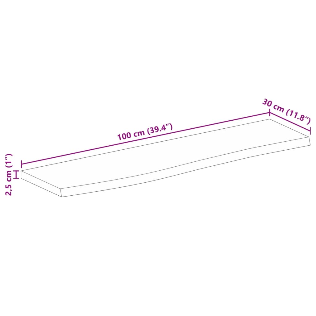 vidaXL Dessus de table à bord vivant 100x30x2,5cm bois massif manguier