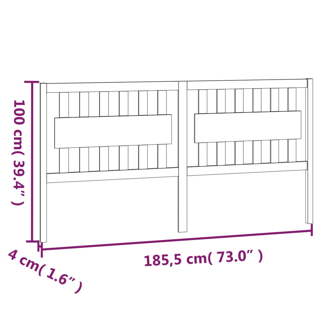 vidaXL Tête de lit 185,5x4x100 cm Bois massif de pin