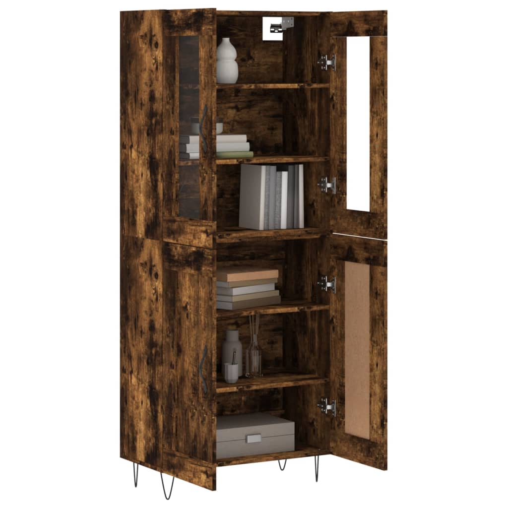 vidaXL Buffet haut Chêne fumé 69,5x34x180 cm Bois d'ingénierie