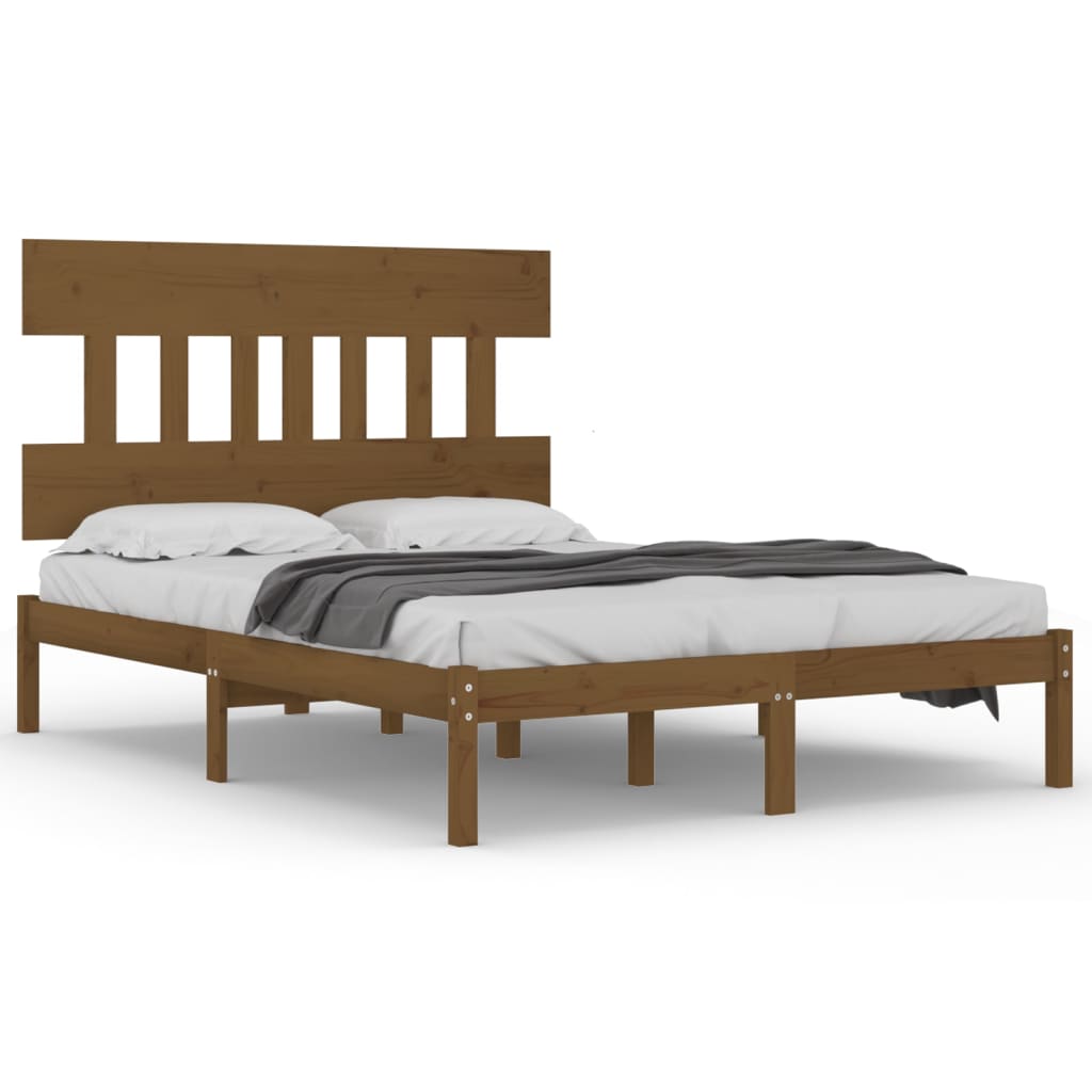 vidaXL Cadre de lit sans matelas marron miel 200x200 cm bois massif