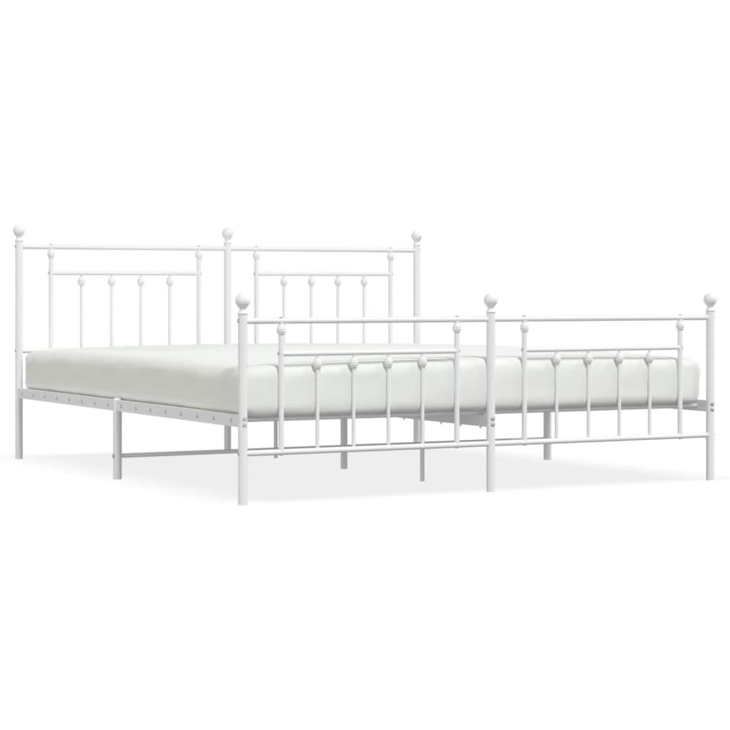 vidaXL Cadre de lit métal sans matelas et pied de lit blanc 193x203 cm