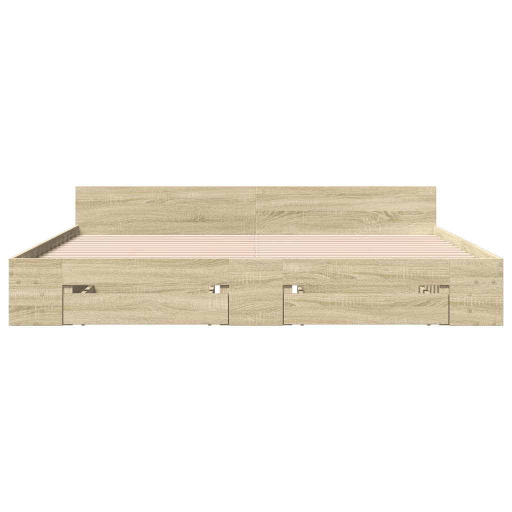 vidaXL Cadre de lit à tiroirs chêne sonoma 180x200cm bois d'ingénierie