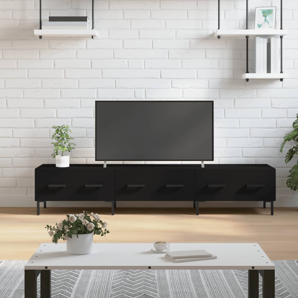 vidaXL Meuble TV noir 150x36x30 cm bois d'ingénierie