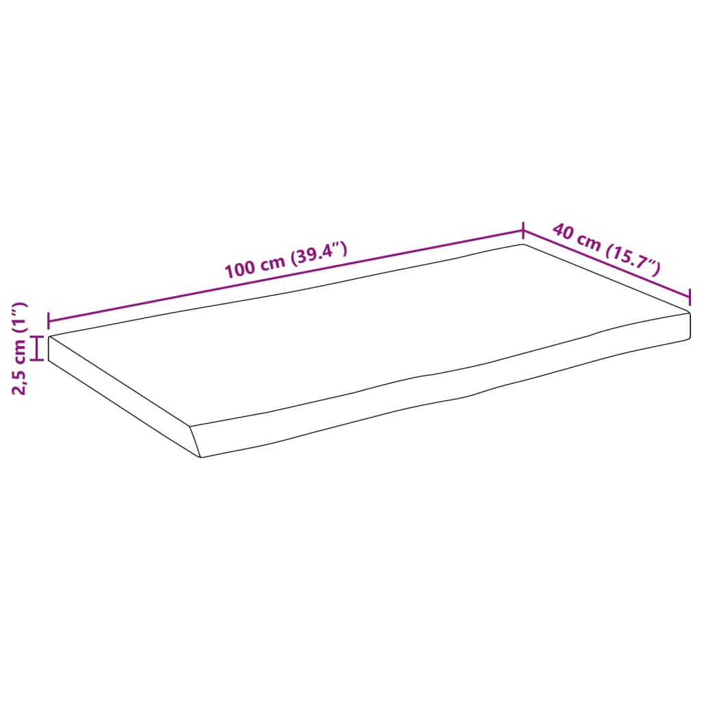 vidaXL Dessus de table 100x40x2,5 cm bord vivant bois massif manguier