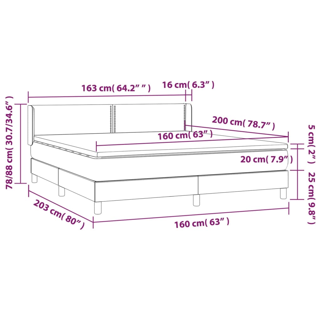 vidaXL Sommier à lattes de lit avec matelas Rose 160x200 cm Velours