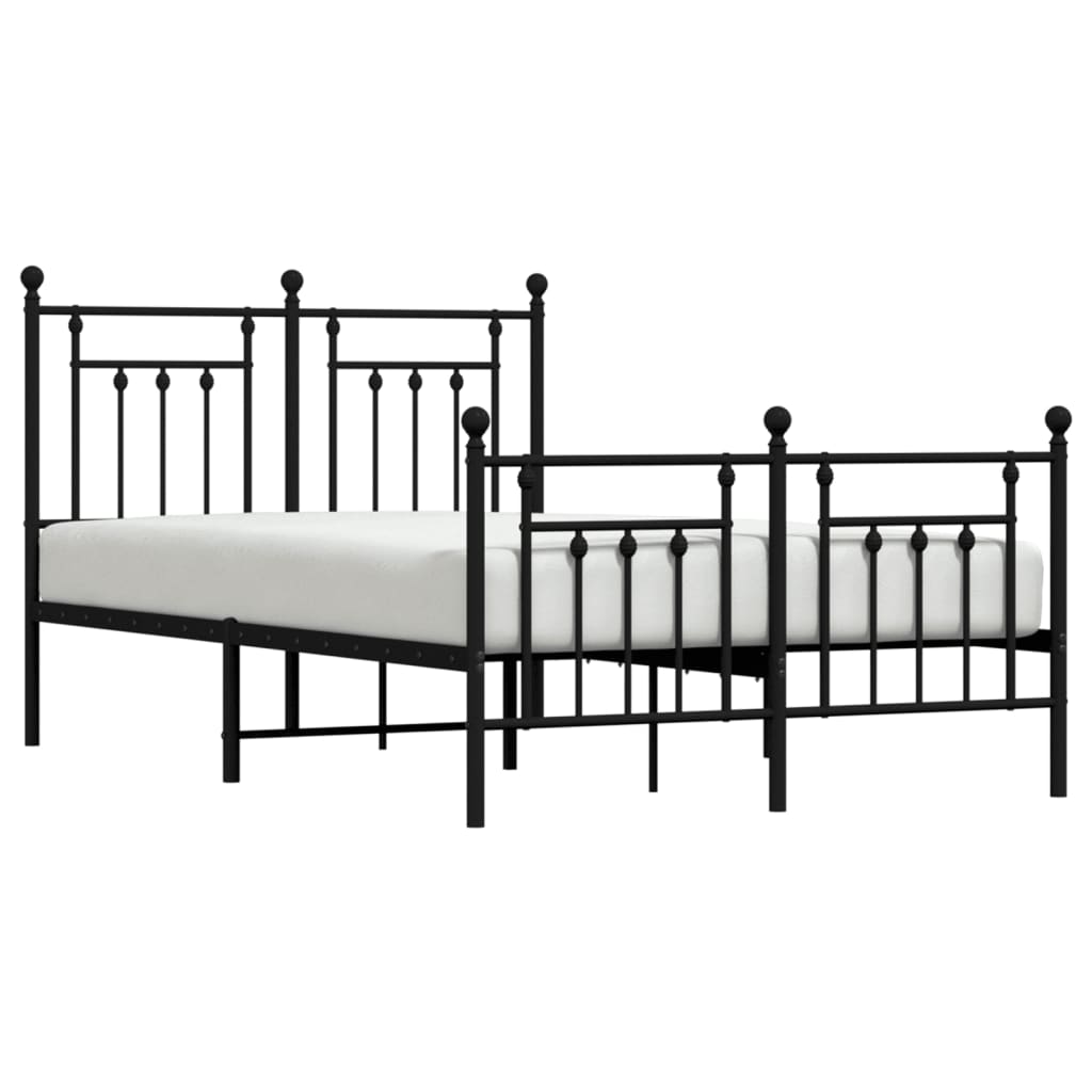 vidaXL Cadre de lit métal sans matelas avec pied de lit noir 135x190cm