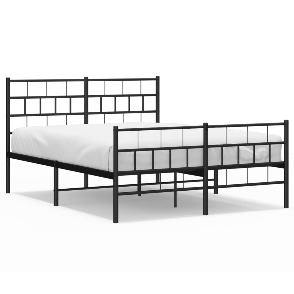 vidaXL Cadre de lit métal sans matelas avec pied de lit noir 150x200cm