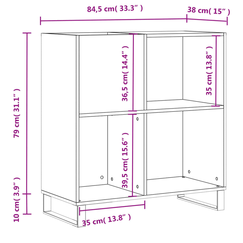 vidaXL Armoire à disques blanc brillant 84,5x38x89cm bois d'ingénierie