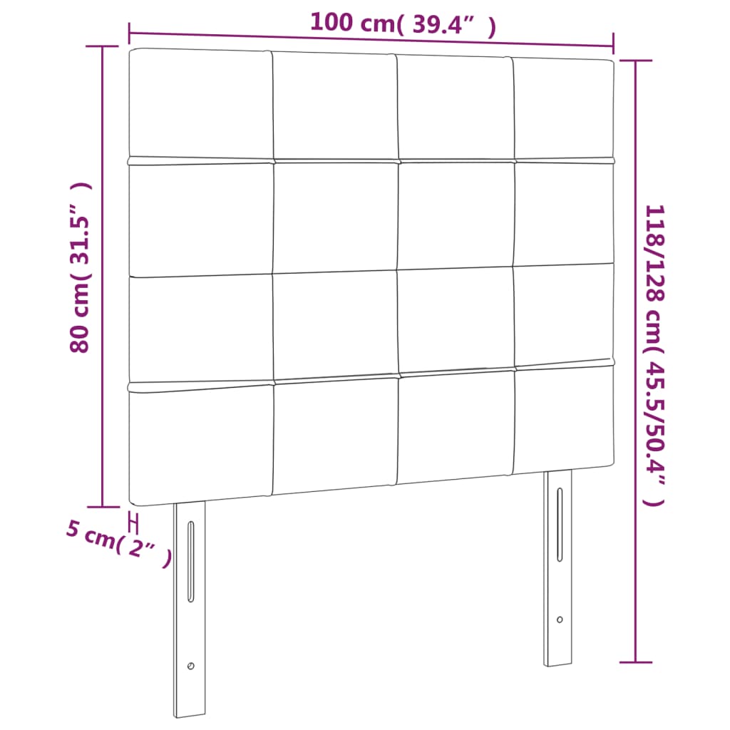 vidaXL Tête de lit à LED Taupe 100x5x118/128 cm Tissu