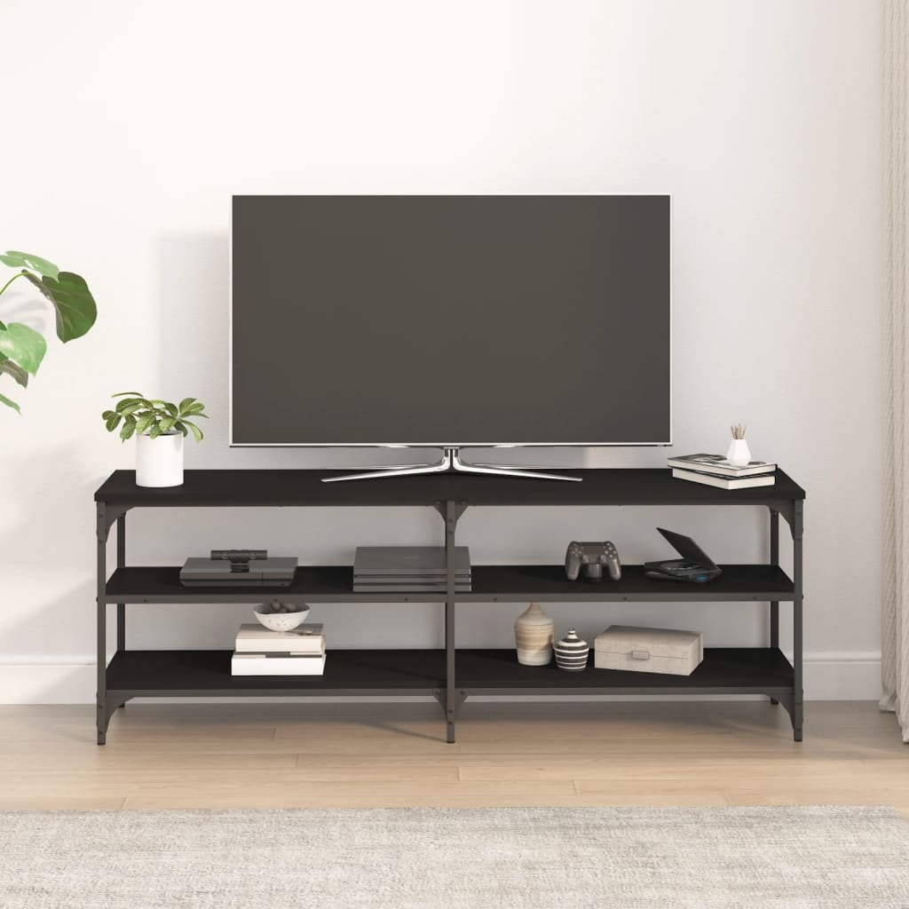 vidaXL Meuble TV noir 140x30x50 cm bois d'ingénierie