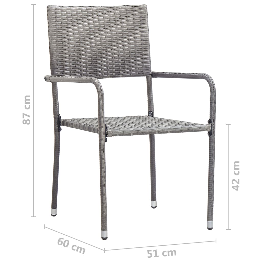 vidaXL Chaise à dîner de jardin empilable lot de 4 gris résine tressée