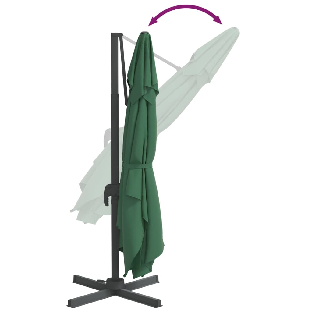 vidaXL Parasol de jardin en porte-à-faux avec mât en aluminium vert