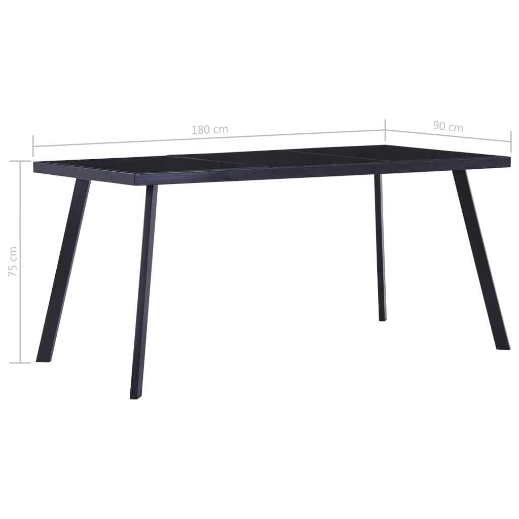 vidaXL Table à manger Noir 180x90x75 cm Verre trempé