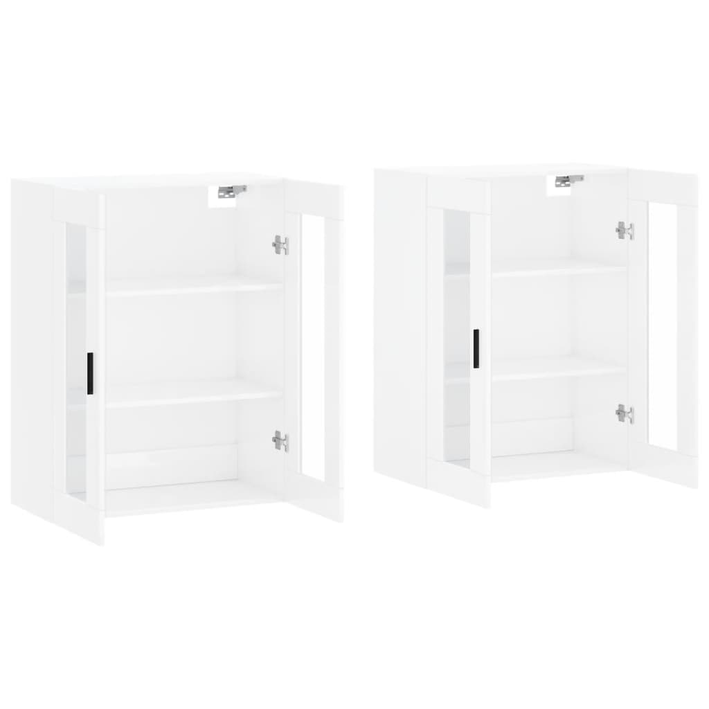 vidaXL Armoires murales 2 pcs blanc brillant bois d'ingénierie