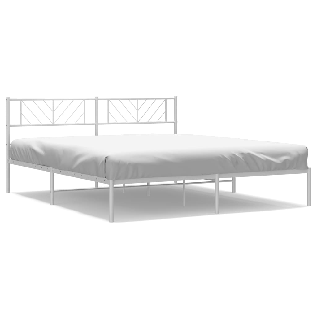 vidaXL Cadre de lit métal avec tête de lit blanc 193x203 cm