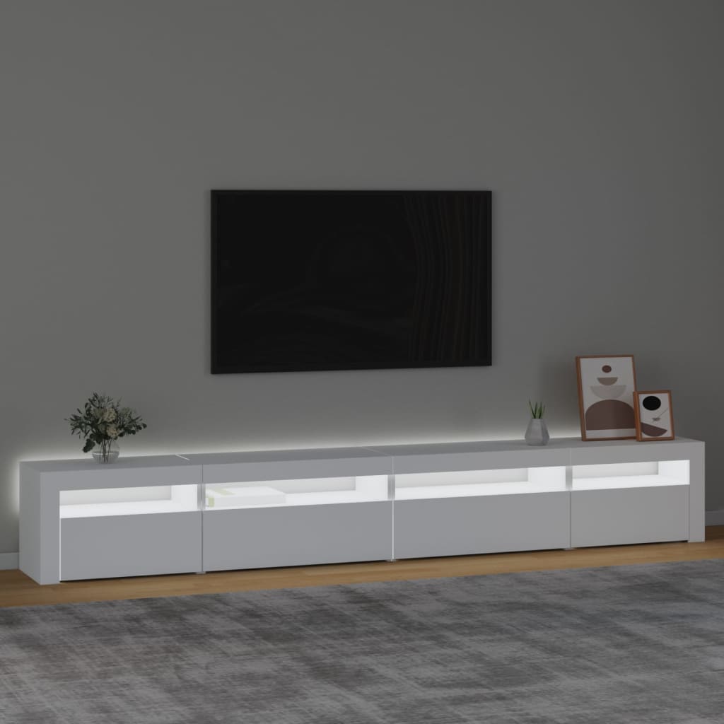 vidaXL Meuble TV avec lumières LED Blanc 270x35x40 cm