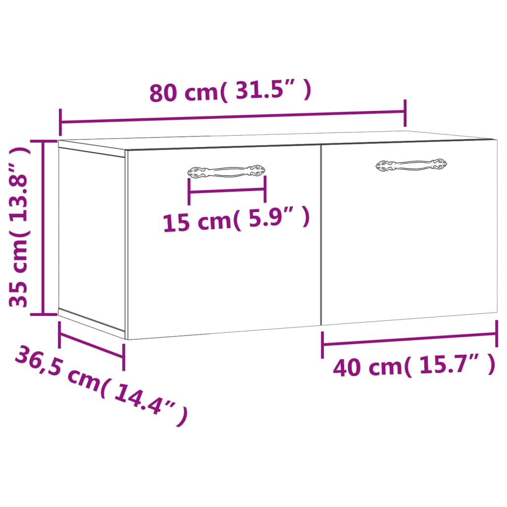 vidaXL Armoire murale blanc 80x36,5x35 cm bois d'ingénierie